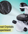 Inverted Compound Microscope For Kids And Students, 40X To 200X Magnification, showing frost crystals experiment setup.