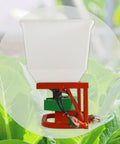 Electric Fertilizer Spreader For ATV And Tractor, 265Lb Load Capacity, showing front mount and hopper over field