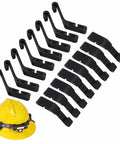 16Pcs Hard Hat Light Clips for Headlamps, Anti Slip and Stable Buckle Design Headlamp Holders shown with yellow helmet