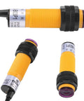 IR Break Beam Sensor 6-36V DC PNP Photoelectric, 5-30 Cm Detection Range, 3-Wire Output, 300mA, yellow cylindrical sensor
