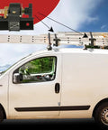 One And A Half Inch Ladder Rack Ratchet Straps With J Hooks, 7 Foot Length, 500 Lb Working Load on van roof