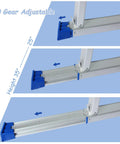 All In One Work Platform 39 By 12 Inch, 50 Gear Height Adjustable Aluminum Step Ladder 25 To 35 Inches mechanism shown