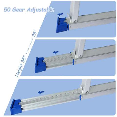 All In One Work Platform 39 By 12 Inch, 50 Gear Height Adjustable Aluminum Step Ladder 25 To 35 Inches mechanism shown