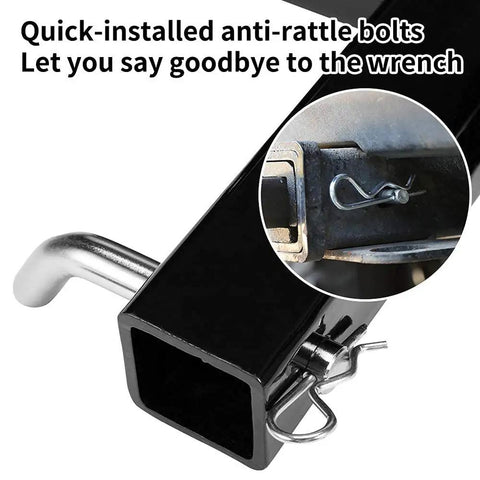 Close-up of anti-rattle bolts on 5500 Lb Twelve Volt Electric Winch For ATV UTV Towing Kit With Synthetic Rope One Quarter Inch By Thirty Feet.