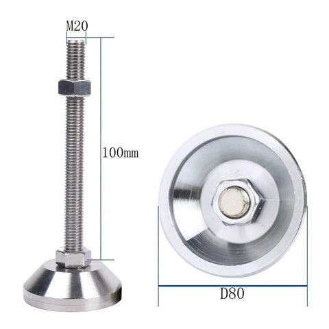 Hella Sturdy Heavy Duty Adjustable Leveling Feet Set Thick Carbon Steel Support Legs Quick Threaded Lifters with base and height details