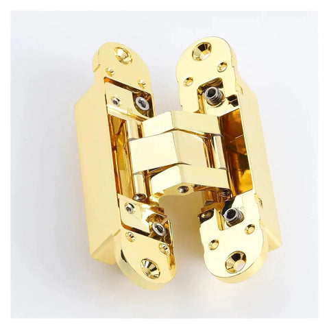 Gold 180 Degree 3D Adjustable Concealed Invisible Door Hinge For Hidden Install No Brainer Mount Durable Stainless Steel Swing