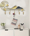 Slick Wall Mounted Coat Rack And Heavy Duty Entryway Hooks For Tiny Quarters Nordic Style Clothes Hanger Behind The Door with gold accents.