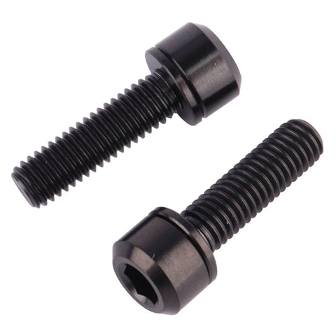 Ultra Lightweight Titanium Hex Bolts For Bicycle Stem With Washer Pack Of 6 M5 X 16, 18, 20mm Stigma Chamfer Head Black Finish