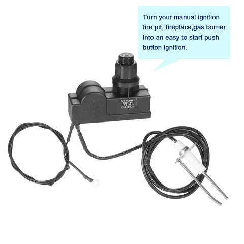 Push Button Fire Pit Ignition Kit With Two Outlets And Ground Wire For Gas Burner Systems Up To 150000 BTUs Propane Heater Grill.