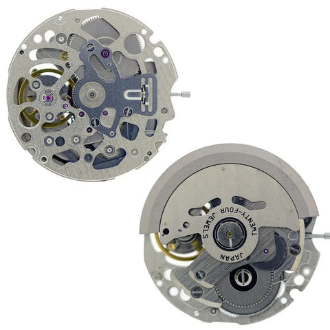 Skeleton Dial Automatic Mechanical Watch Movement With 3 Hands For NH70 NH70A Ultra Slim Case 21600 BPH front back view