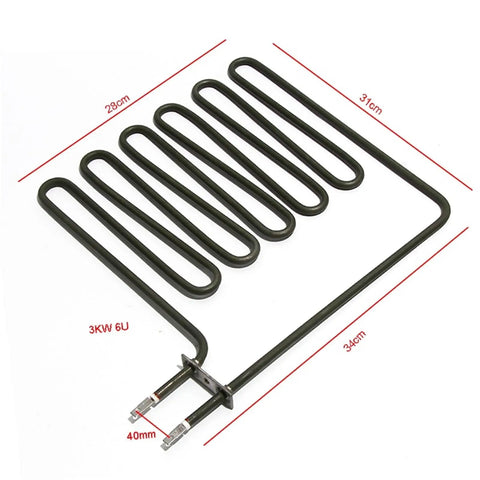 Built Tough Swap Out Electric Heater Replacement Part 220V Six U Tube Heating Coil 3KW Immersion Element dimensions 28cm x 31cm.