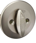 Close-up of Unkeyed Deadbolt Lock With Interior Thumb Turn Satin Nickel Finish Front Entry Door Security Easy DIY Install With Latch.