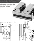 Hella-Rugged Badass Self-Centering Bench Vise For Pipes And Round Stock With Quick-Grip Parallel Jaws detailed diagram and dimensions.