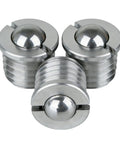 5 Pack Premium Stainless Steel Flanged Spring Ball Plungers Press Fit Bead Lock Screws M16 Threaded Hardware showcasing shiny steel finish and smooth ball heads.