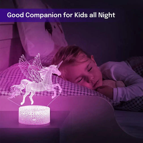 3D Unicorn Illusion Night Light With Remote Control, 16 Color Modes, Dope Desk Lamp For Kids And Girls, Flying Unicorn Visual Lamp, Perfect Birthday Gift And Home Decor