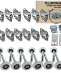 Image of Garage Door Hardware Kit with Nylon Rollers Rust Resistant Hinges and Top Brackets 8 Foot Height Wire Rope System