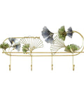 Heavy Duty Wall Mounted Coat Rack With Sturdy Hooks For Draping Jackets Hats And Outerwear In The Entryway Hallway Bedroom, gold design with leafy accents.