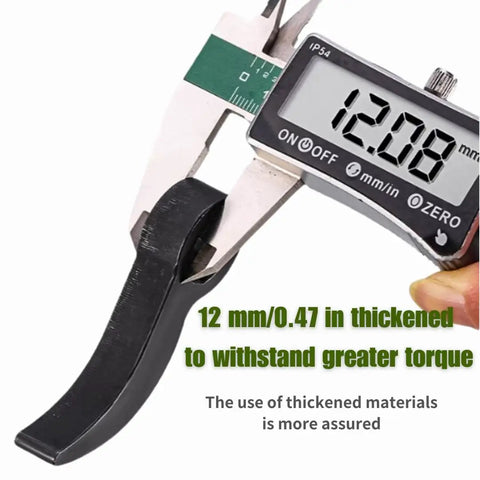 Caliper measuring thickness of Crowbar Adapter Head Workhorse For Half Inch Drive Pry Bar Wrench Attachment Wrecking Bar Tool.