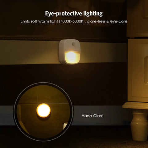 Upgraded Motion Sensor LED Night Light Cordless Stick On Battery Operated For Closet Hallway Bathroom Kitchen Cabinet And Stairway Auto On Auto Off Energy Efficient Warm White Pack Of 3