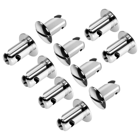 Set of ten Top Shelf 7075 Aluminum Quarter Turn Dzus Fasteners showcasing chrome plated finish and 7/16 inch stem.