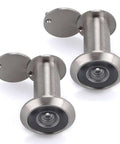 Solid Brass 220 Degree Door Viewer With Rotating Privacy Cover for Doors From About 1.38 Inches to 2.17 Inches Easy Install Peephole 2 Pack Silver
