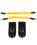 Yellow ankle resistance bands with black straps for booty lift and leg workout glute activation bands for home fitness hip and leg strength training