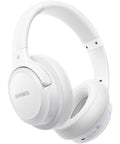 White over ear Bluetooth headphones with 65 hour battery life, dope deep bass, six EQ modes, built-in microphone, HiFi stereo