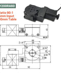 Precision Rotary Platform With Electric Gear Reducer And DC24V Stepped Motor Cam Splitter, 60mm table, 90:1 ratio, detailed design.