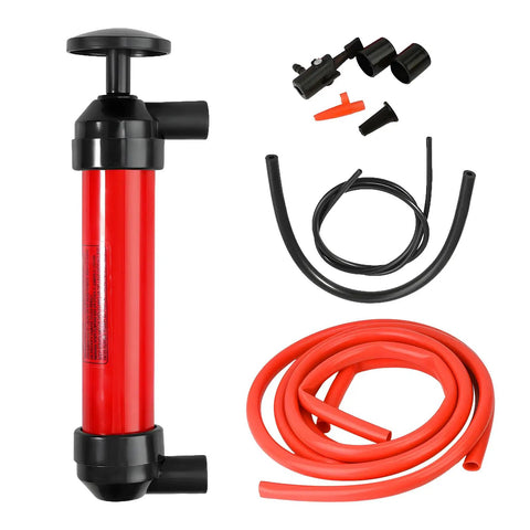 Grab-And-Go 3-In-1 Siphon Fluid Transfer Pump For Gas, Oil And Liquids with hoses, inflator kit, and accessories