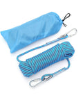 Beefy 12mm Static Climbing Rope With 10m and 20m Lengths, Rugged Polyester Build, CE EN 892 Certified, coiled with carabiners