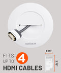 Wall Mounted White TV Cord Hider Kit With Two Pass Throughs Locking Brackets And Drill Attachment showing HDMI cable capacity