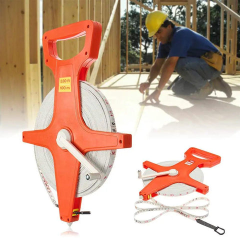 Open Reel Tape Measure With Retractable Blade, 300 Feet Dual Sided Tape For Track And Field, Long Jump, Construction, Workshop, Crafts, Real Handy Wind Crank, Durable Measuring Reel For Any Job