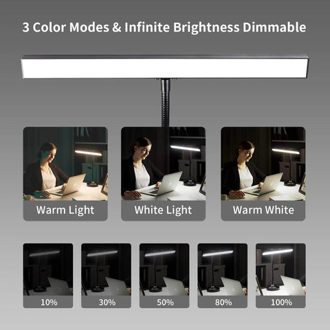 Two In One Piano Desk Lamp With Flexible Gooseneck And Clamp Base, 10W LED Piano Light modes and brightness levels