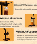 Easy Manual Can Sealer For Home Brewing And Beverage Preservation Fits All Standard Sizes With Secure Seal To Stop Spills Made From Light Aircraft Grade Aluminum For Long Lasting Results Every Single Time shown with aviation aluminum and height adjustment features.
