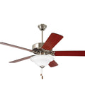 Traditional Style 42 Inch Five Blade Ceiling Fan In White With Frosted Globes And Light Kit Includes Three CFL Bulbs Quick Attach Blades
