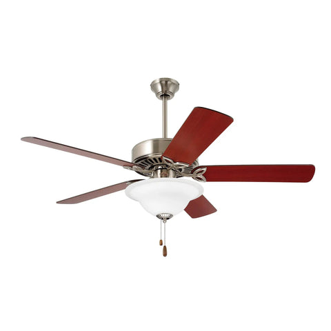 Traditional Style 42 Inch Five Blade Ceiling Fan In White With Frosted Globes And Light Kit Includes Three CFL Bulbs Quick Attach Blades
