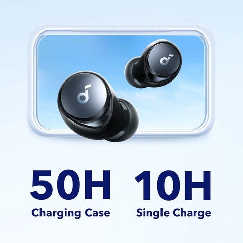 Space A40 Adaptive Active Noise Cancelling Wireless Earbuds With Up To 98 Percent Noise Reduction, All Day Battery With 50 Hour Total Playtime And 10 Hour Per Charge, Hi Resolution Sound, Comfortable Fit, And Wireless Charging Case