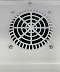 Close-up of the cooling fan inside the Commercial Upright Showcase Freezer 6.5 Cu Ft Single Glass Door Digital Temp Control.
