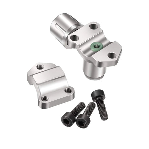 Chinco BPV-31 piercing valve kit for refrigerator taps; silver aluminum with valve body and clamp, plus screws.