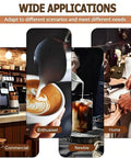 Top Pick Automatic Coffee Tamper With Smart Dial Pressure Control And Adjustable Stand For Espresso Shots and Home Barista Workflows images showing uses in commercial, enthusiast, and home settings.