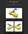 Heavy Duty Brass Ball Valve With Compression Fitting For Aluminum Composite Pipe, quarter turn shutoff handle, tight seal.