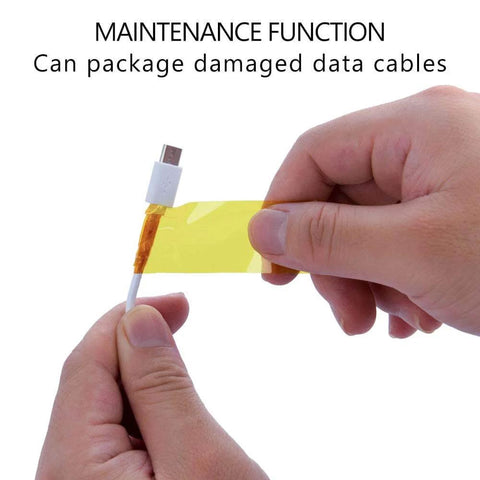 Person wrapping damaged data cable with High Temperature Polyimide Tape For PCB And CPU Protection, 1 Mil Kapton Style Heat Shield