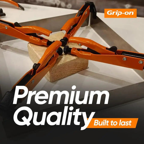 10 Piece Locking Pliers And Clamp Set With Straight And Curved Jaws gripping wood block for automotive projects