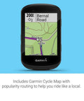 Edge 530 GPS Cycling Computer With Mapping, Dope Popularity Routing, showing map display on cycling computer screen.