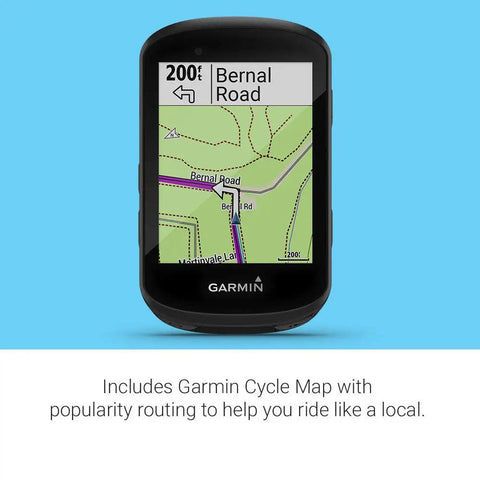 Edge 530 GPS Cycling Computer With Mapping, Dope Popularity Routing, showing map display on cycling computer screen.