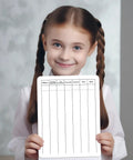 Girl holding Double Sided Whiteboard For Students And Home Learning 9 By 12 Inch Dry Erase Board For Long Division Practice
