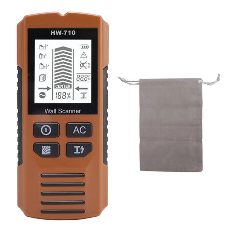 WALFRONT Stud Finder Wall Scanner with Scan Modes and LCD Backlit Screen for Detecting Wood Metal AC Wires with carrying pouch.