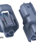 Slick One Pin Female Automotive Connector Wire Harness With Precision Cut Cable, showing male and female connectors side by side.