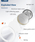 Exploded view of 12 Pack 6 Inch Ultra Thin LED Recessed Ceiling Light With Junction Box, detailing parts and materials.