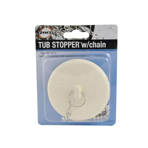 Rubber Stopper For Tub Drain White With Split Ring And Bead Chain, Debris Guard For Indoor And Outdoor Use packaging